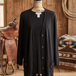 Sag Harbor Black Long Sleeve Button Cardigan
